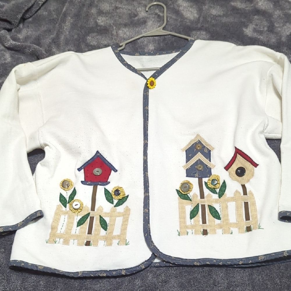 Vintage Retro birdhouse Themed Sweater jacket Women's